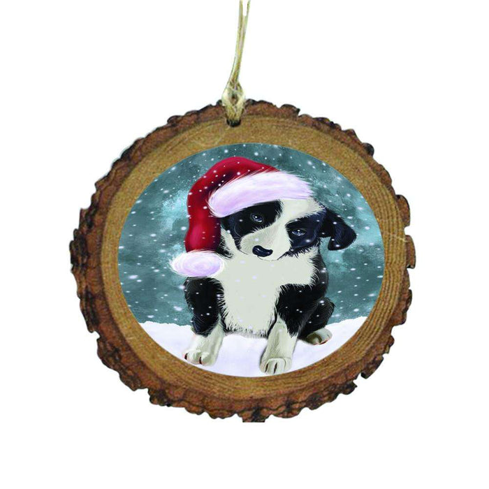 Let it Snow Christmas Holiday Border Collie Dog Wooden Christmas Ornament WOR48476