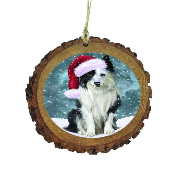 Let it Snow Christmas Holiday Border Collie Dog Wooden Christmas Ornament WOR48477