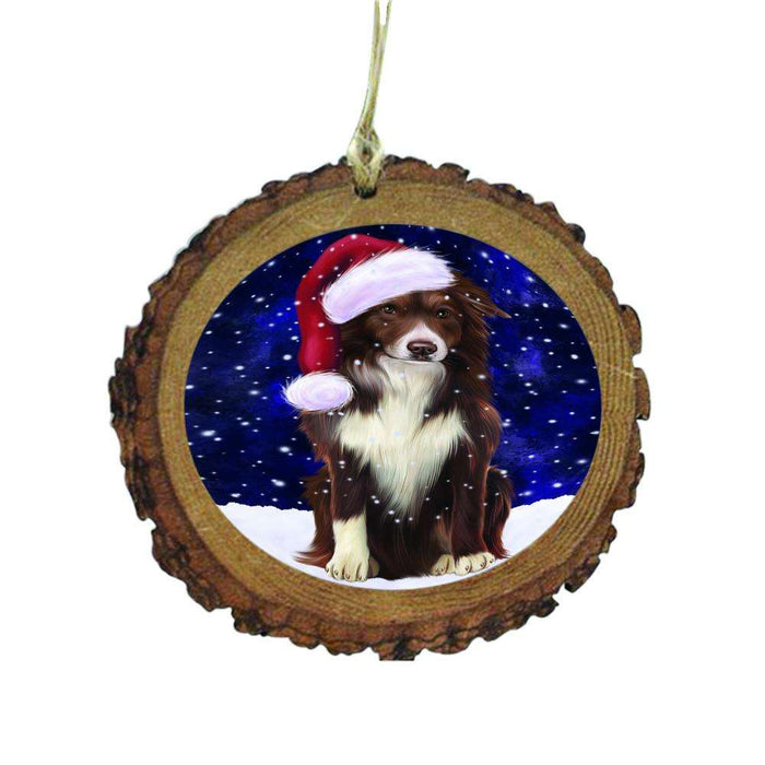 Let it Snow Christmas Holiday Border Collie Dog Wooden Christmas Ornament WOR48478