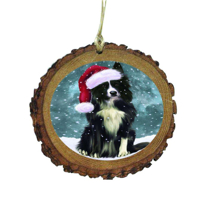Let it Snow Christmas Holiday Border Collie Dog Wooden Christmas Ornament WOR48479