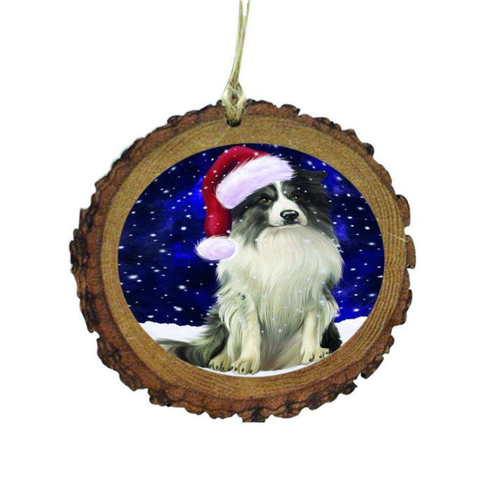 Let it Snow Christmas Holiday Border Collie Dog Wooden Christmas Ornament WOR48480