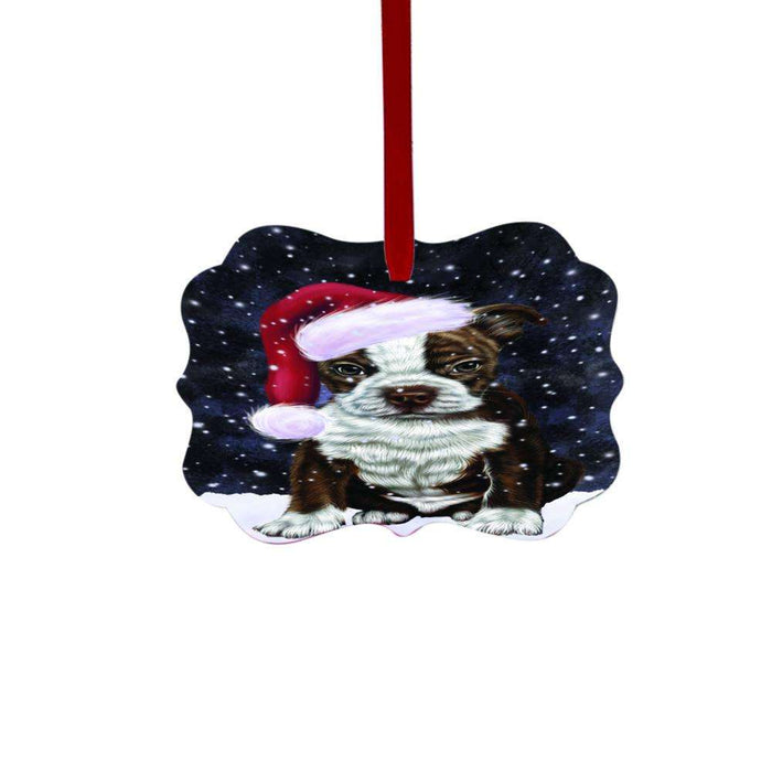 Let it Snow Christmas Holiday Boston Terrier Dog Double-Sided Photo Benelux Christmas Ornament LOR48482
