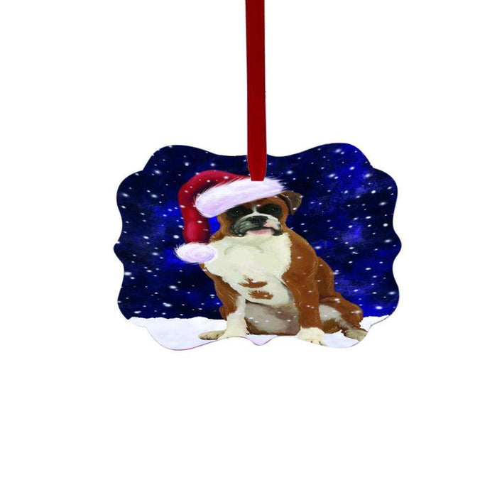 Let it Snow Christmas Holiday Boxer Dog Double-Sided Photo Benelux Christmas Ornament LOR48484