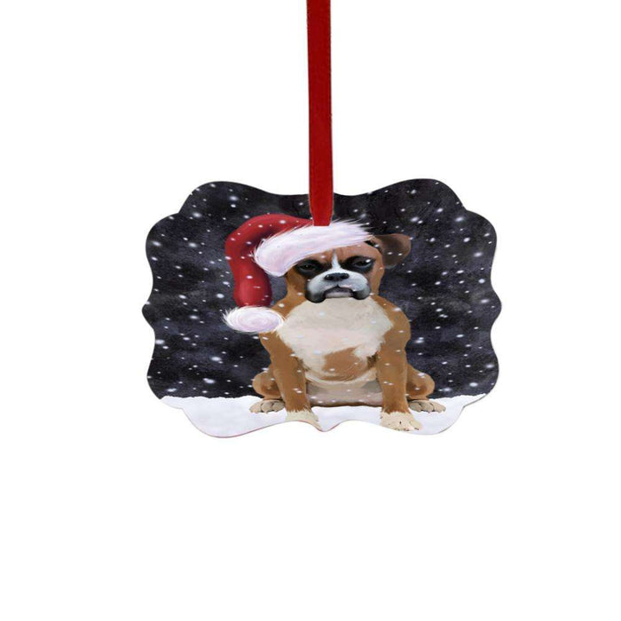 Let it Snow Christmas Holiday Boxer Dog Double-Sided Photo Benelux Christmas Ornament LOR48486