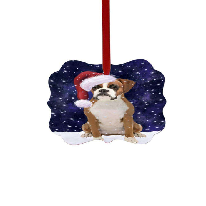 Let it Snow Christmas Holiday Boxer Dog Double-Sided Photo Benelux Christmas Ornament LOR48487