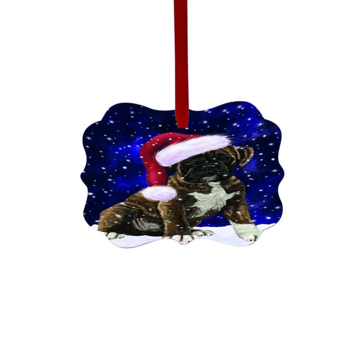 Let it Snow Christmas Holiday Boxer Dog Double-Sided Photo Benelux Christmas Ornament LOR48490