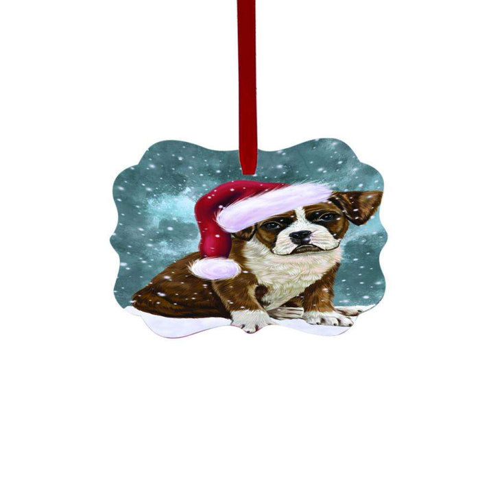 Let it Snow Christmas Holiday Boxer Dog Double-Sided Photo Benelux Christmas Ornament LOR48491