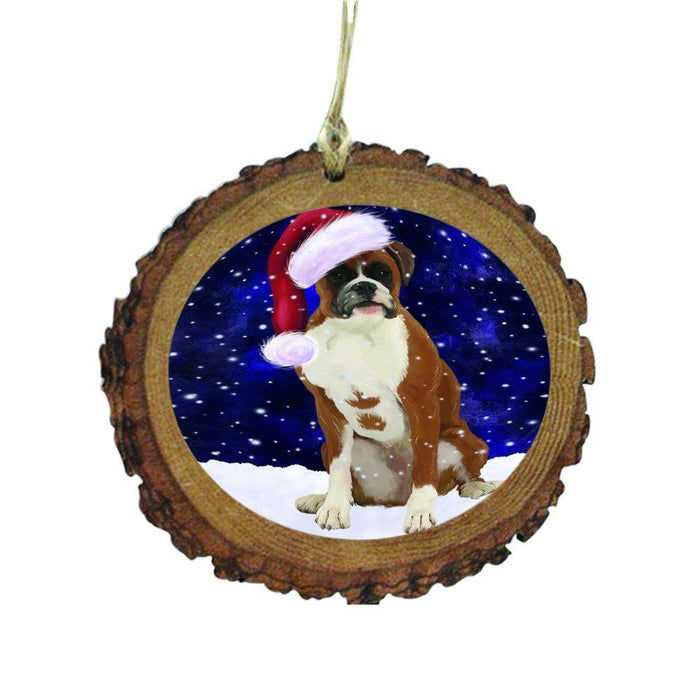 Let it Snow Christmas Holiday Boxer Dog Wooden Christmas Ornament WOR48484