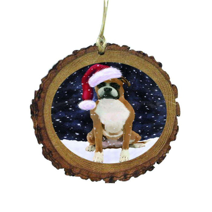Let it Snow Christmas Holiday Boxer Dog Wooden Christmas Ornament WOR48485