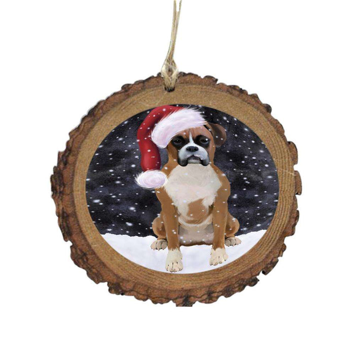 Let it Snow Christmas Holiday Boxer Dog Wooden Christmas Ornament WOR48486