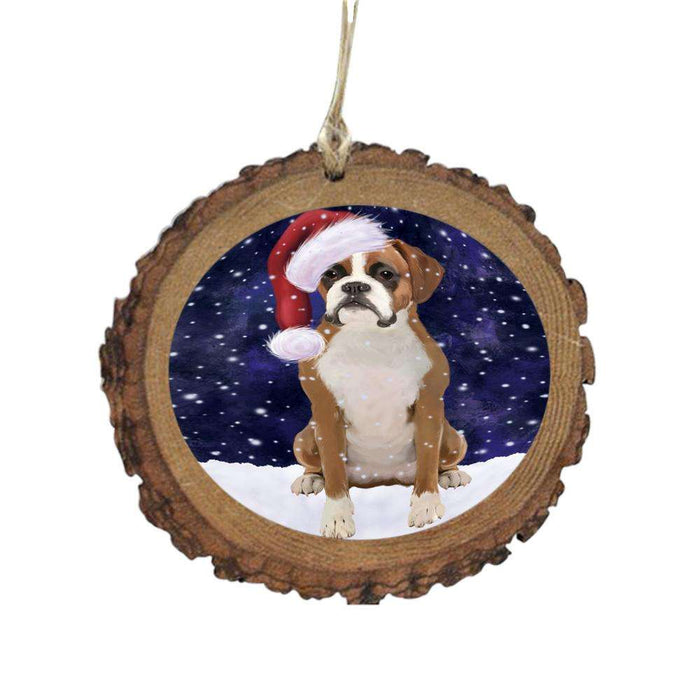 Let it Snow Christmas Holiday Boxer Dog Wooden Christmas Ornament WOR48487