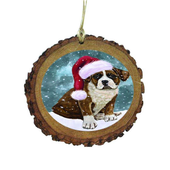 Let it Snow Christmas Holiday Boxer Dog Wooden Christmas Ornament WOR48491
