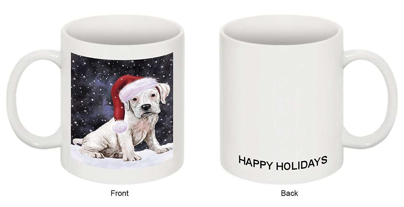 Let it Snow Christmas Holiday Boxers Dog Wearing Santa Hat Mug