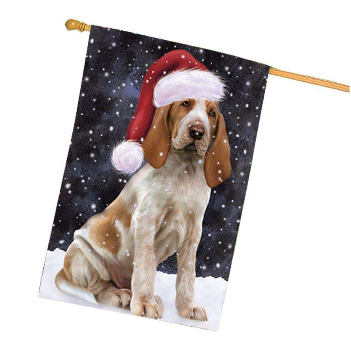 Let it Snow Christmas Holiday Bracco Italiano Dog Wearing Santa Hat House Flag
