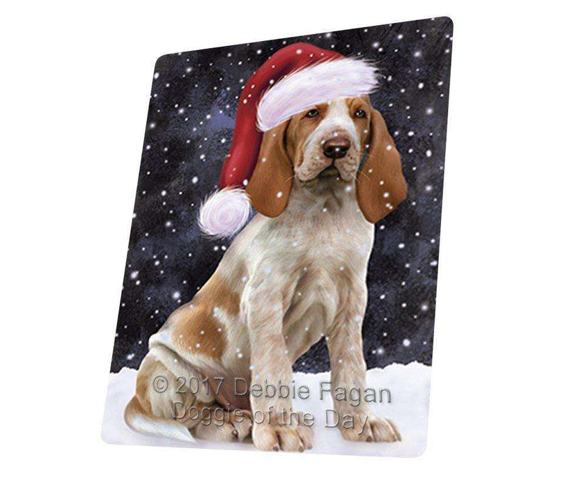 Let It Snow Christmas Holiday Bracco Italiano Dog Wearing Santa Hat Magnet Mini (3.5" x 2")