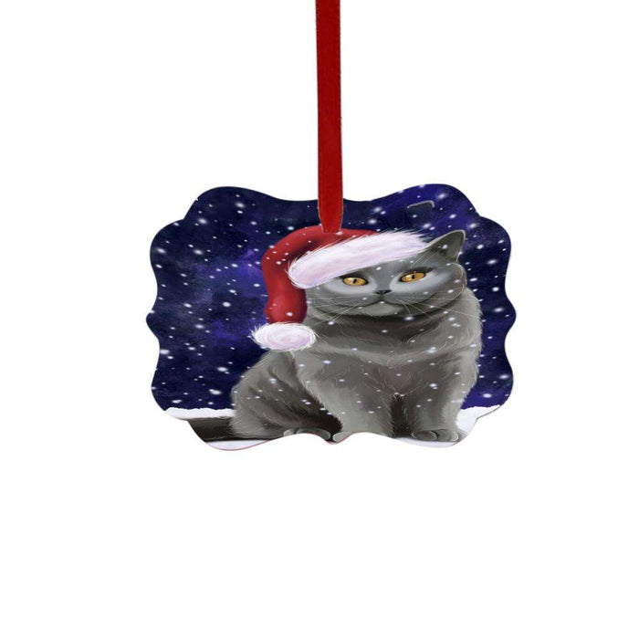 Let it Snow Christmas Holiday British Shorthair Cat Double-Sided Photo Benelux Christmas Ornament LOR48494