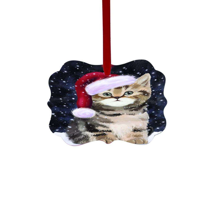 Let it Snow Christmas Holiday British Shorthair Cat Double-Sided Photo Benelux Christmas Ornament LOR48495