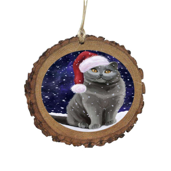 Let it Snow Christmas Holiday British Shorthair Cat Wooden Christmas Ornament WOR48494