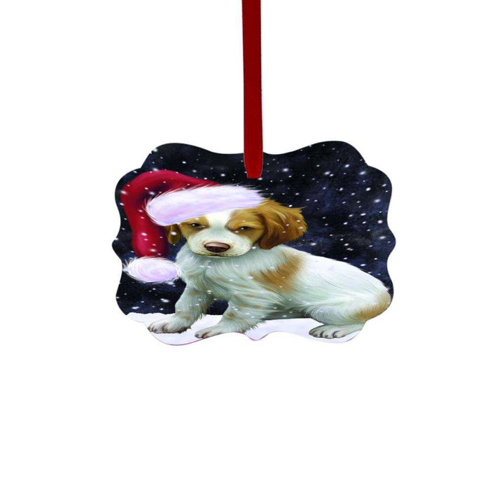 Let it Snow Christmas Holiday Brittany Spaniel Dog Double-Sided Photo Benelux Christmas Ornament LOR48497