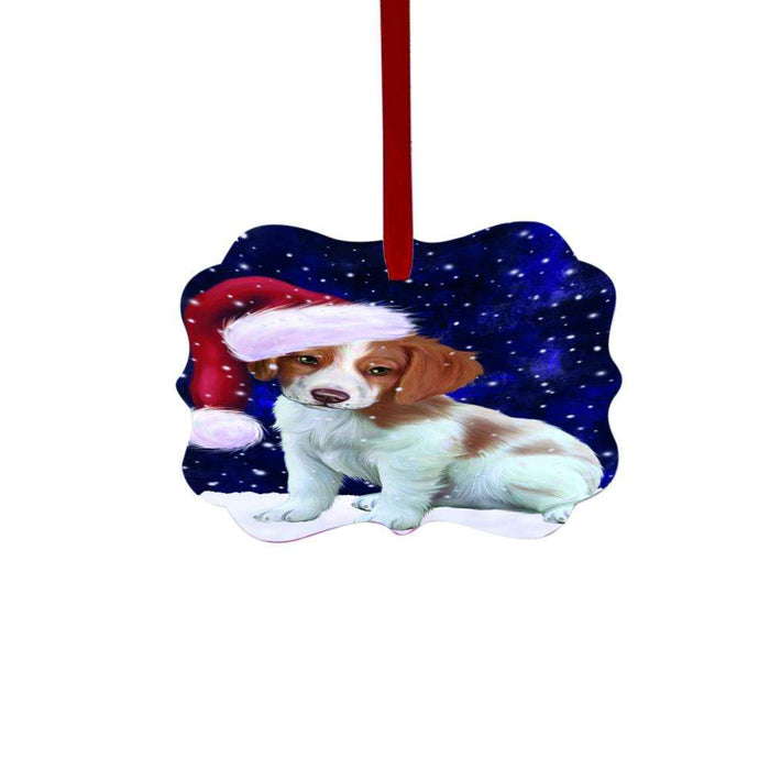 Let it Snow Christmas Holiday Brittany Spaniel Dog Double-Sided Photo Benelux Christmas Ornament LOR48498