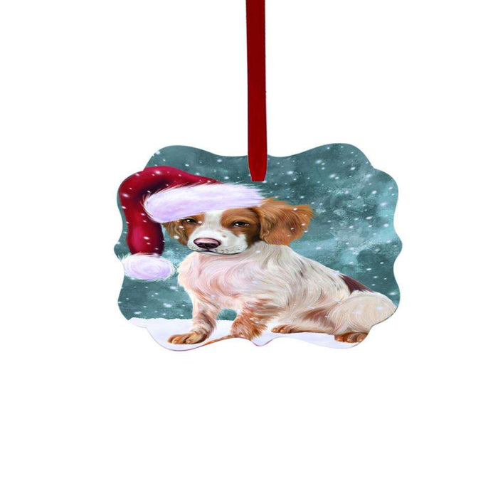 Let it Snow Christmas Holiday Brittany Spaniel Dog Double-Sided Photo Benelux Christmas Ornament LOR48499