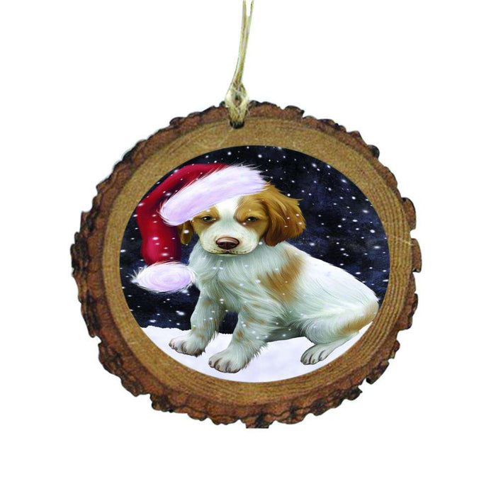 Let it Snow Christmas Holiday Brittany Spaniel Dog Wooden Christmas Ornament WOR48497