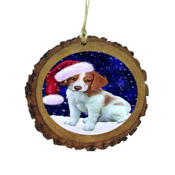 Let it Snow Christmas Holiday Brittany Spaniel Dog Wooden Christmas Ornament WOR48498