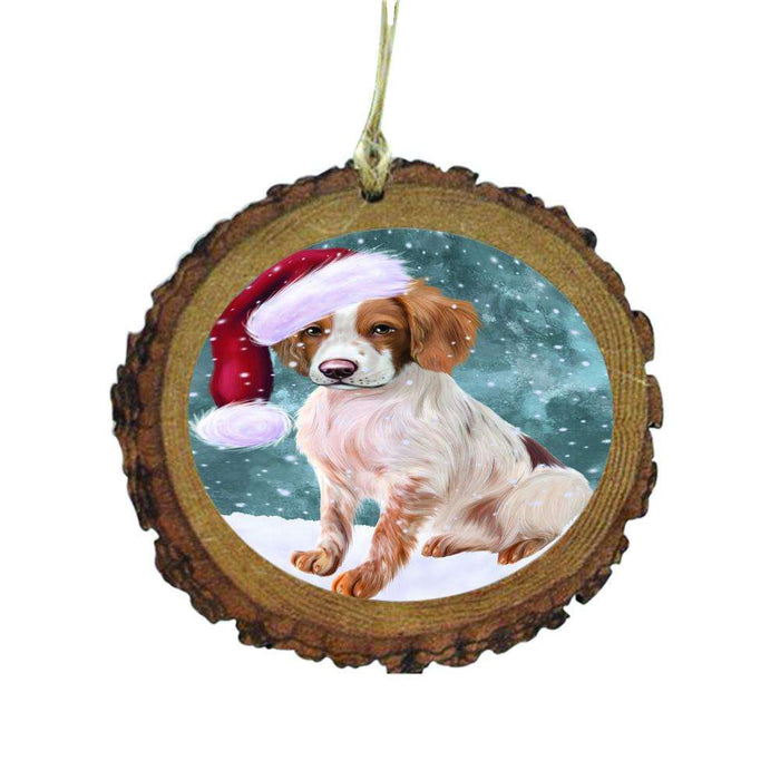 Let it Snow Christmas Holiday Brittany Spaniel Dog Wooden Christmas Ornament WOR48499