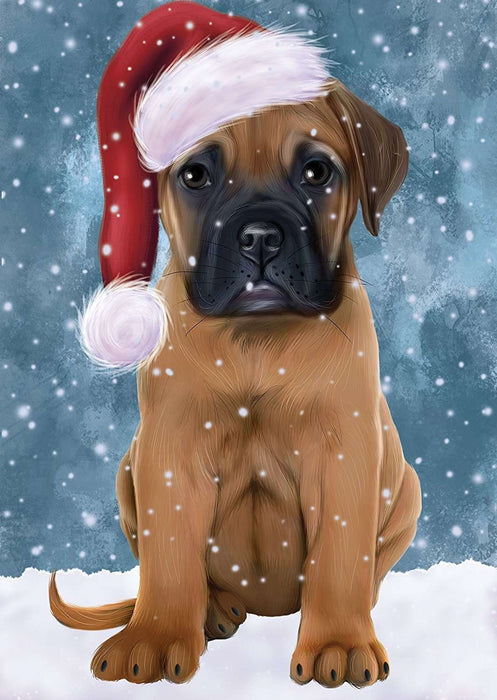 Let it Snow Christmas Holiday Bull Mastiff Dog Wearing Santa Hat Puzzle  D350