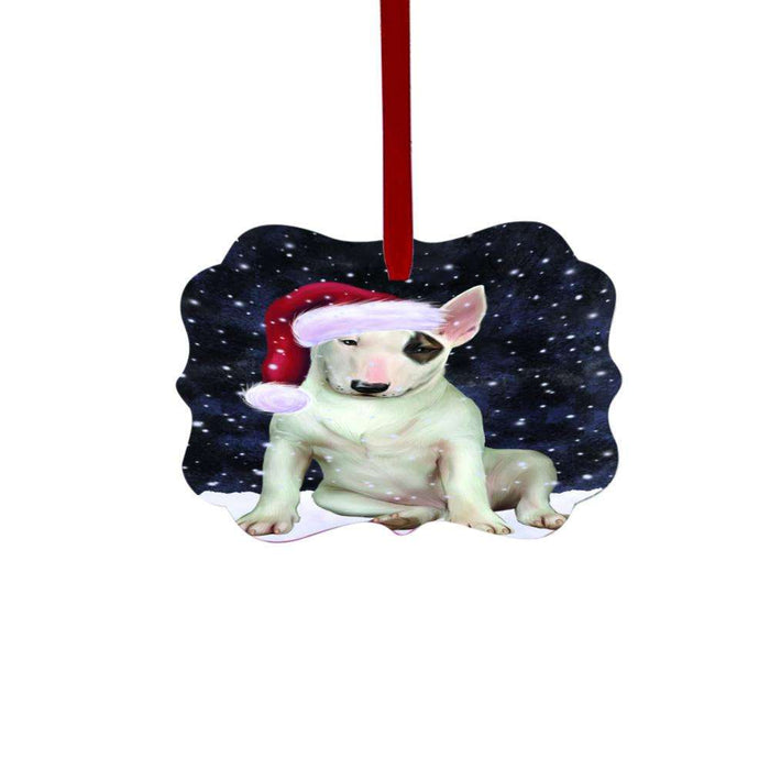 Let it Snow Christmas Holiday Bull Terrier Dog Double-Sided Photo Benelux Christmas Ornament LOR48500