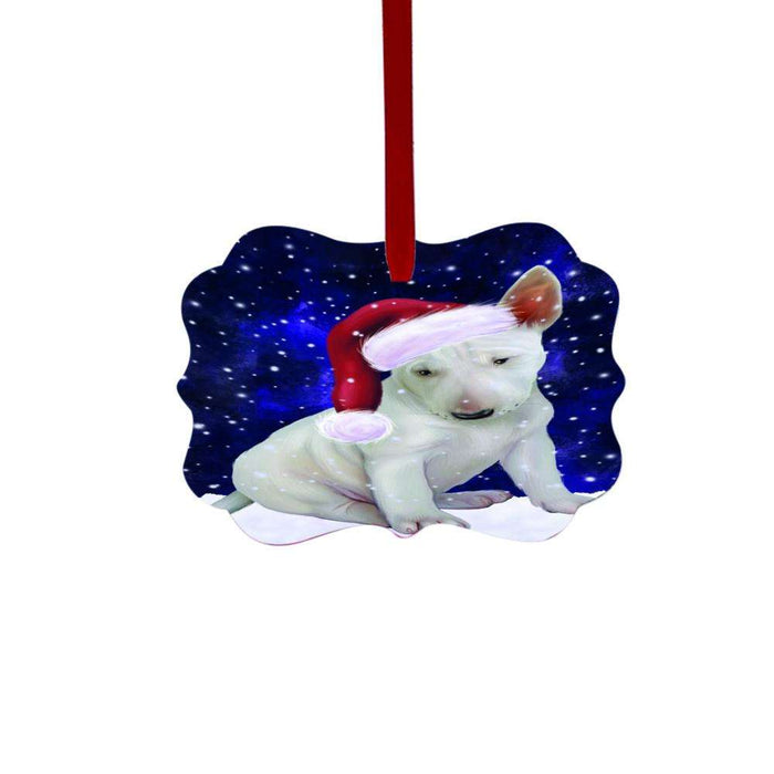 Let it Snow Christmas Holiday Bull Terrier Dog Double-Sided Photo Benelux Christmas Ornament LOR48501