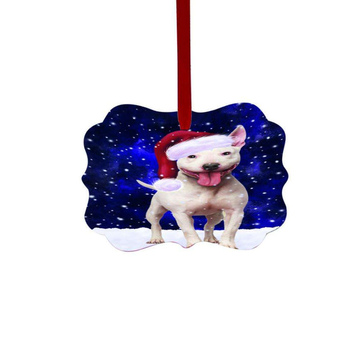 Let it Snow Christmas Holiday Bull Terrier Dog Double-Sided Photo Benelux Christmas Ornament LOR48502