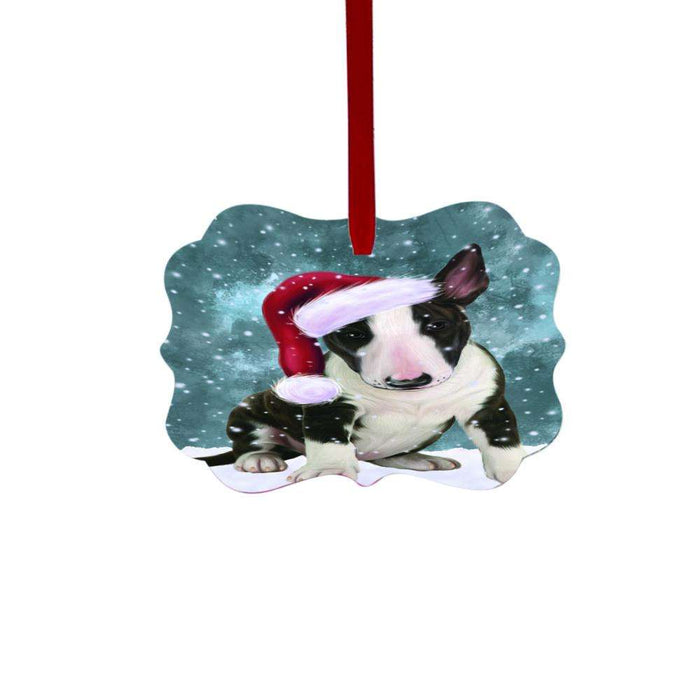 Let it Snow Christmas Holiday Bull Terrier Dog Double-Sided Photo Benelux Christmas Ornament LOR48503
