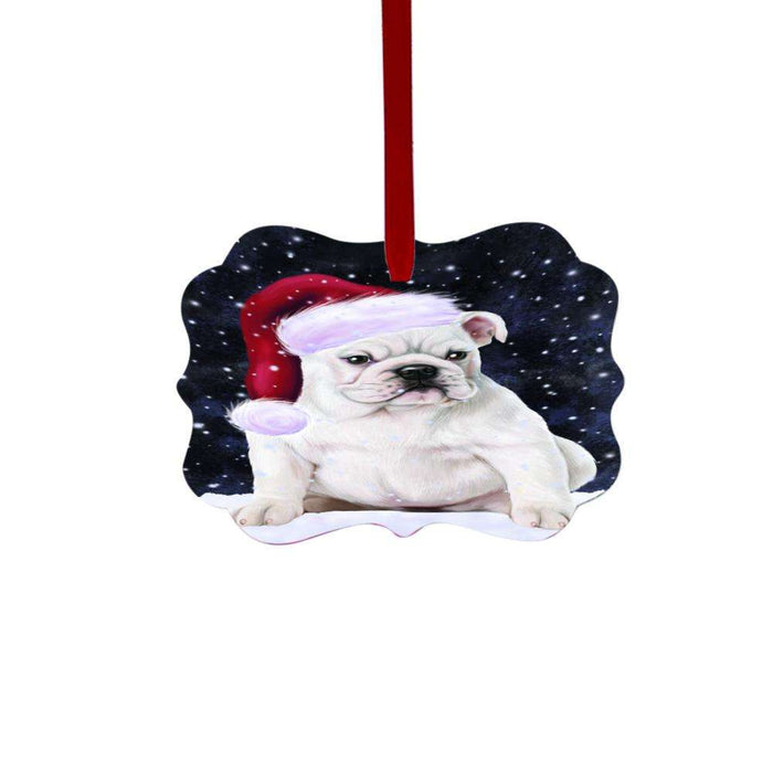 Let it Snow Christmas Holiday Bulldog Double-Sided Photo Benelux Christmas Ornament LOR48504