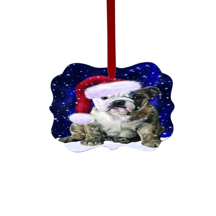 Let it Snow Christmas Holiday Bulldog Double-Sided Photo Benelux Christmas Ornament LOR48505