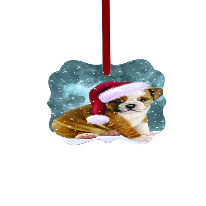 Let it Snow Christmas Holiday Bulldog Double-Sided Photo Benelux Christmas Ornament LOR48506