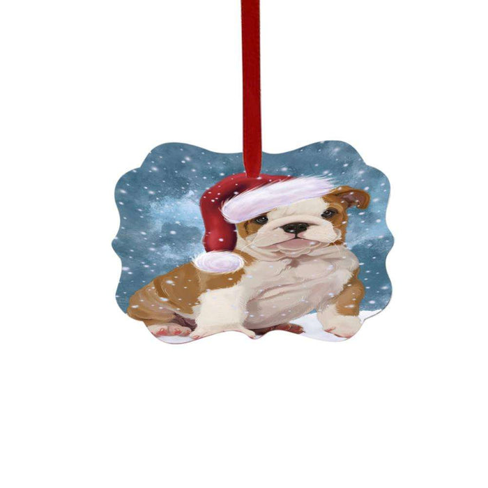 Let it Snow Christmas Holiday Bulldog Double-Sided Photo Benelux Christmas Ornament LOR48507