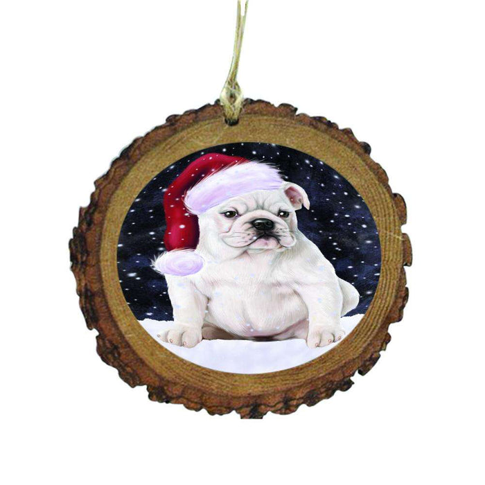 Let it Snow Christmas Holiday Bulldog Wooden Christmas Ornament WOR48504