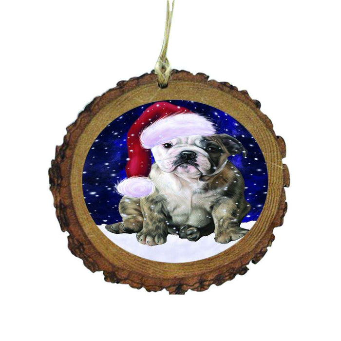 Let it Snow Christmas Holiday Bulldog Wooden Christmas Ornament WOR48505