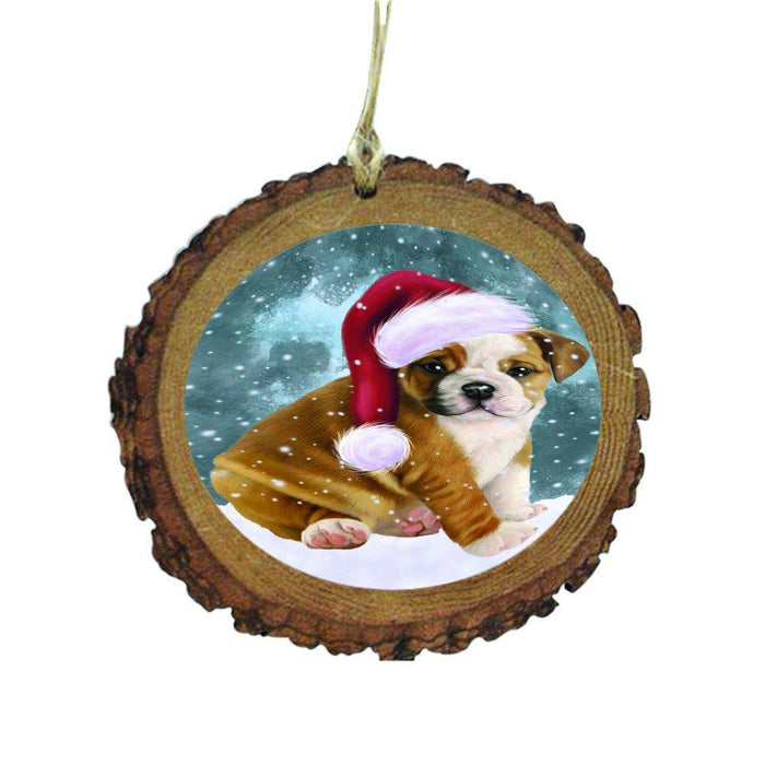 Let it Snow Christmas Holiday Bulldog Wooden Christmas Ornament WOR48506