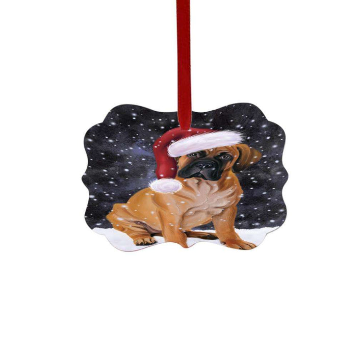 Let it Snow Christmas Holiday Bullmastiff Dog Double-Sided Photo Benelux Christmas Ornament LOR48508