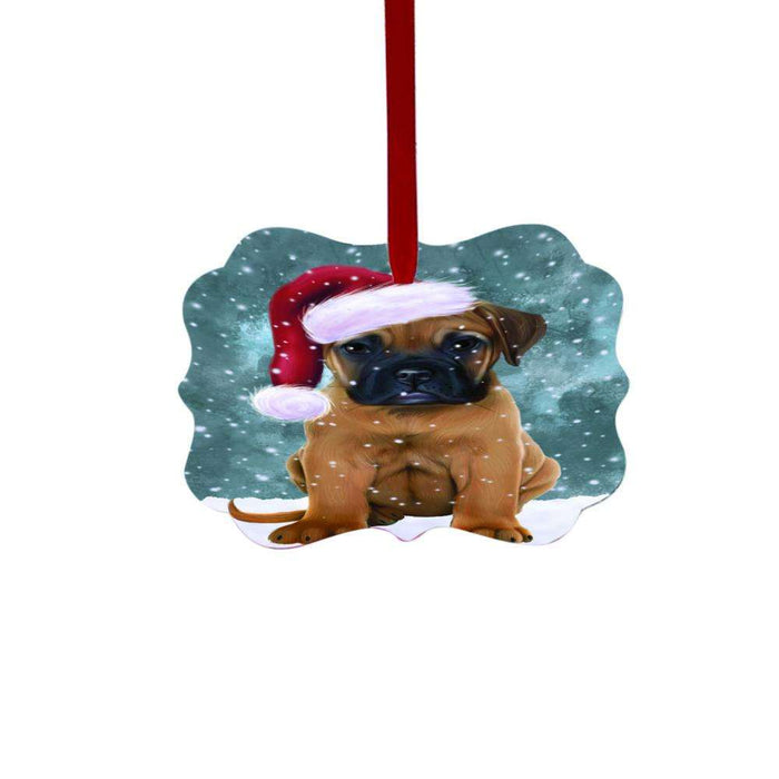 Let it Snow Christmas Holiday Bullmastiff Dog Double-Sided Photo Benelux Christmas Ornament LOR48509