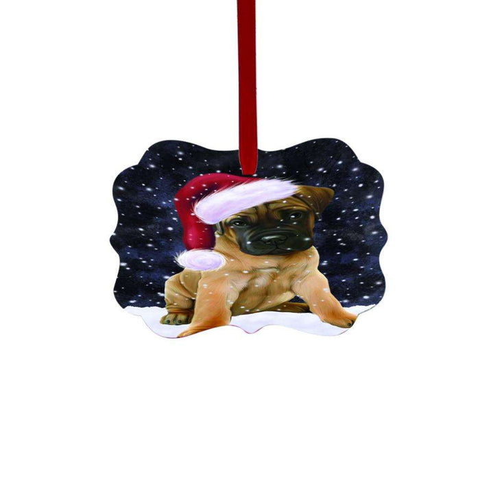 Let it Snow Christmas Holiday Bullmastiff Dog Double-Sided Photo Benelux Christmas Ornament LOR48510