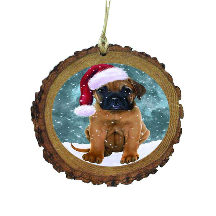 Let it Snow Christmas Holiday Bullmastiff Dog Wooden Christmas Ornament WOR48509
