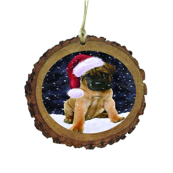 Let it Snow Christmas Holiday Bullmastiff Dog Wooden Christmas Ornament WOR48510