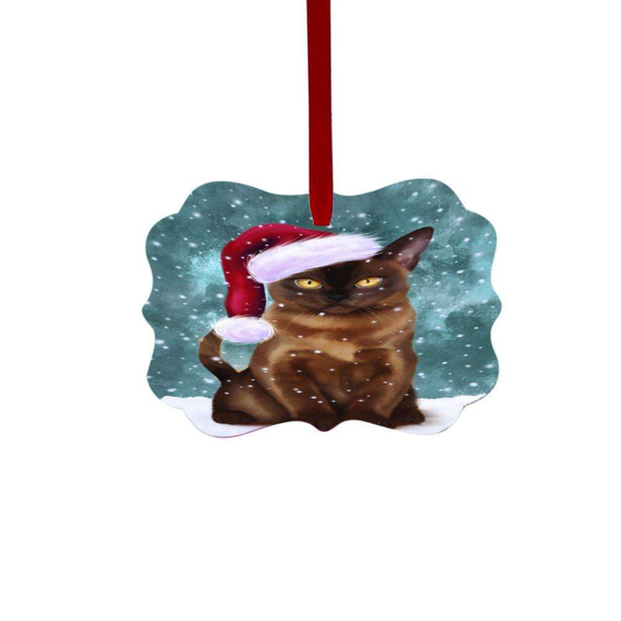 Let it Snow Christmas Holiday Burmese Cat Double-Sided Photo Benelux Christmas Ornament LOR48512