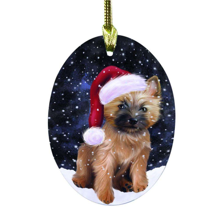 Let it Snow Christmas Holiday Cairn Terrier Dog Oval Glass Christmas Ornament OGOR48513