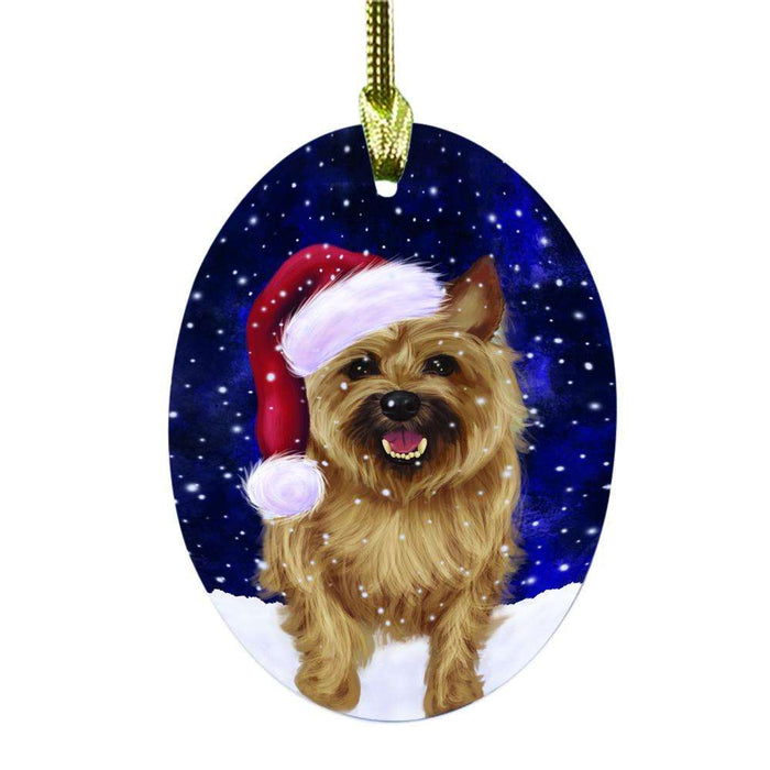 Let it Snow Christmas Holiday Cairn Terrier Dog Oval Glass Christmas Ornament OGOR48517