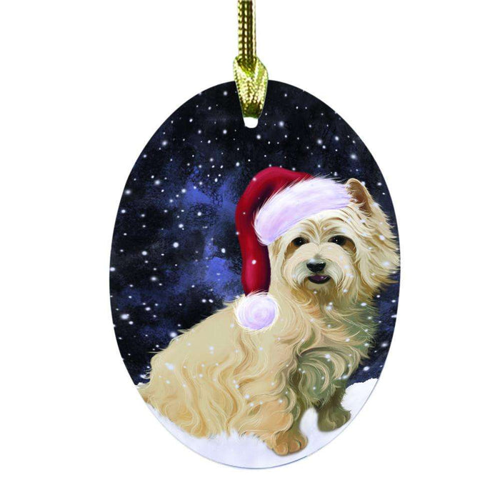Let it Snow Christmas Holiday Cairn Terrier Dog Oval Glass Christmas Ornament OGOR48518