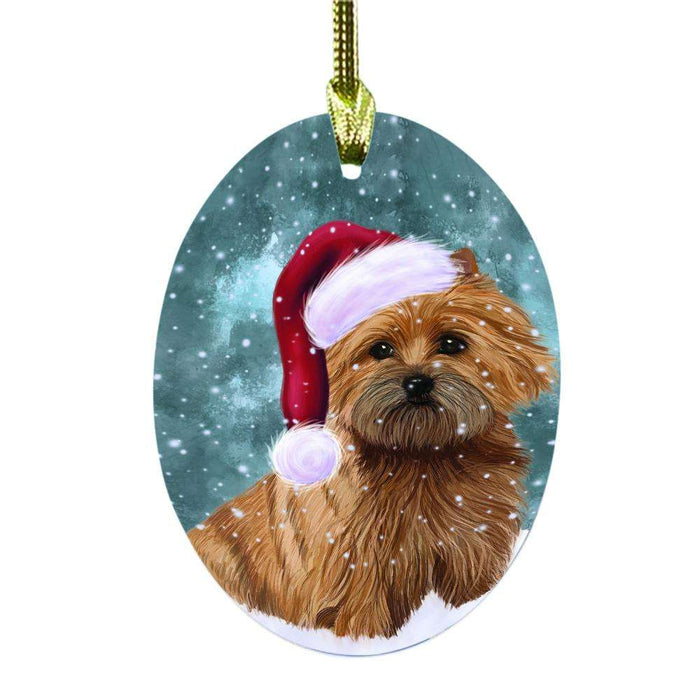 Let it Snow Christmas Holiday Cairn Terrier Dog Oval Glass Christmas Ornament OGOR48519